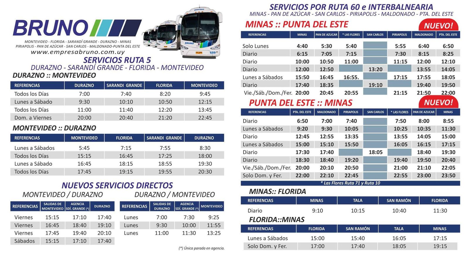 ᐅ Horarios de Bruno >> Salidas y Arribos [2021]
